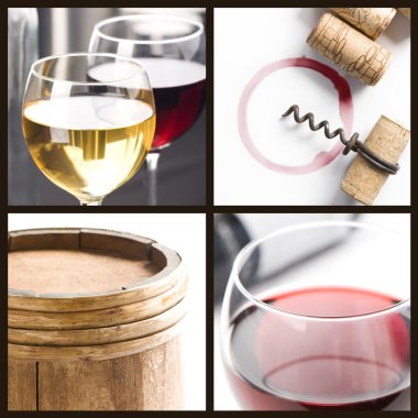 White and red wine clipart