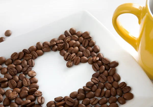 Srdce z káva fazole — Stock fotografie