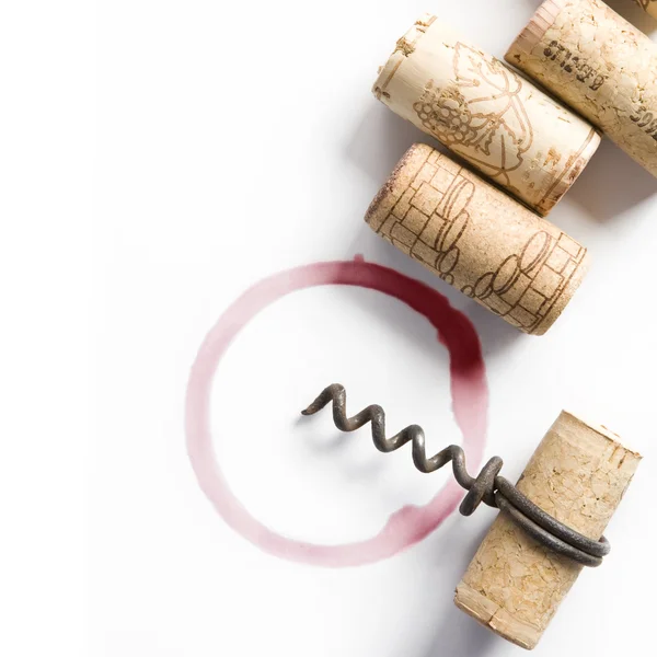 Wine corks, small corkscrew — Stock Photo, Image