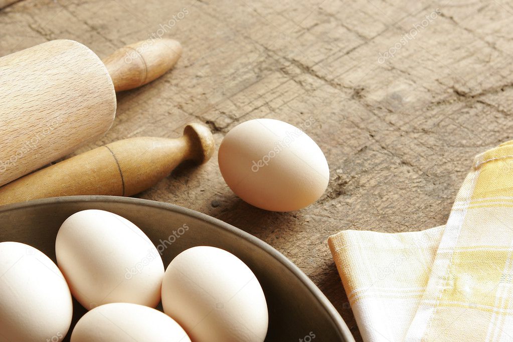 Eggs and rolling pin