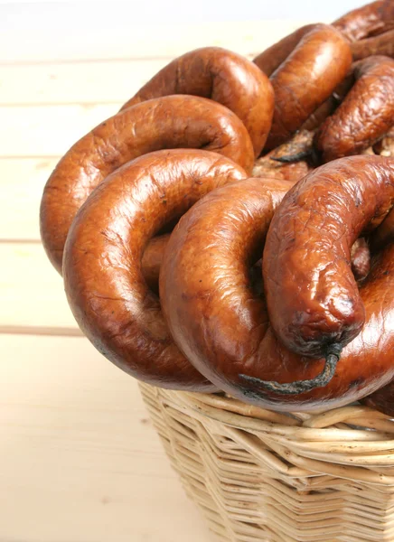 Sausages in the basket — Stock Photo, Image