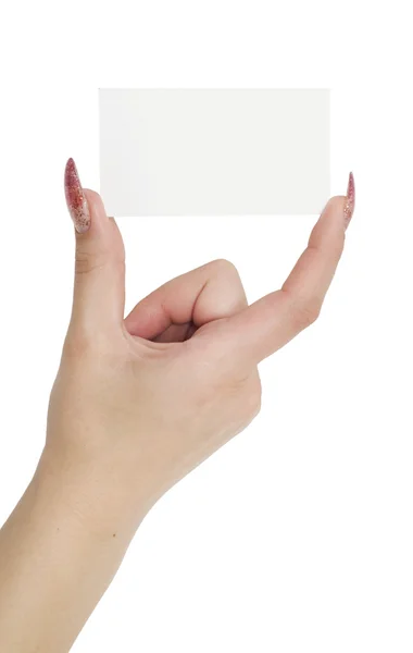 Business card and hand — Stock Photo, Image