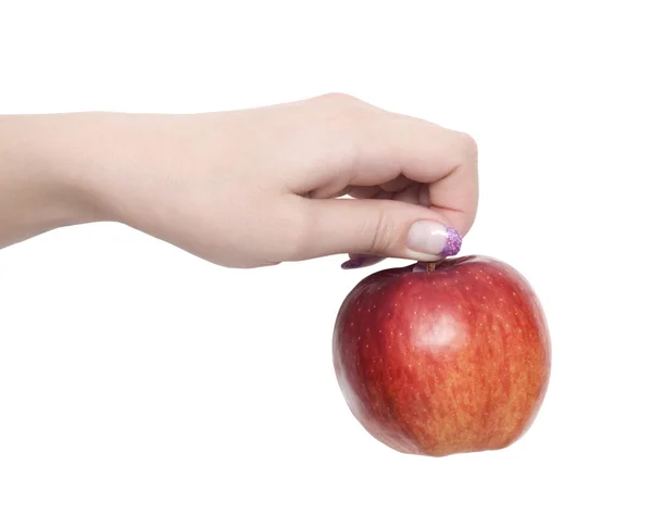 Mão segurando maçã — Fotografia de Stock