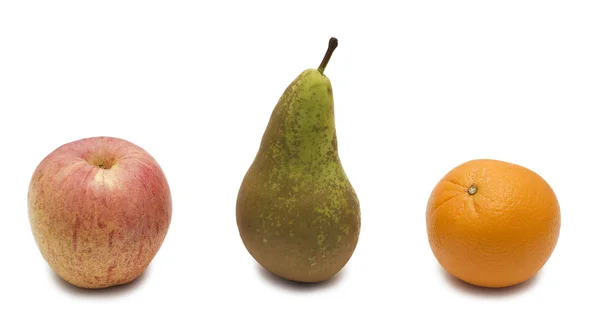 Hruška, jablko a pomeranč — Stock fotografie