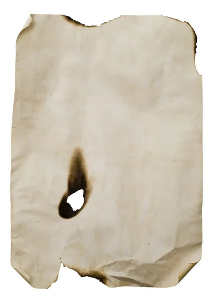 Sheet of paper with burnt hole — Stock Photo, Image