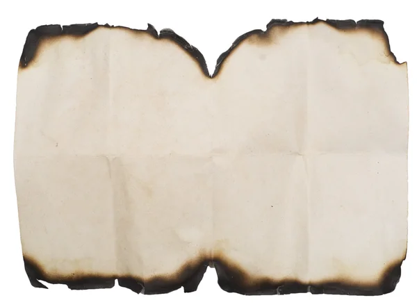 Grunge verbrand papier op wit — Stockfoto