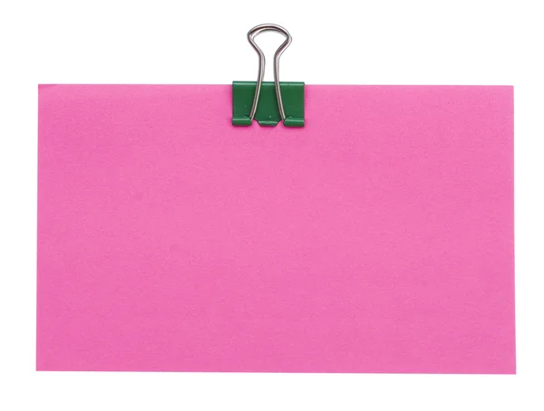 Red paper and green clip — Stock Photo, Image