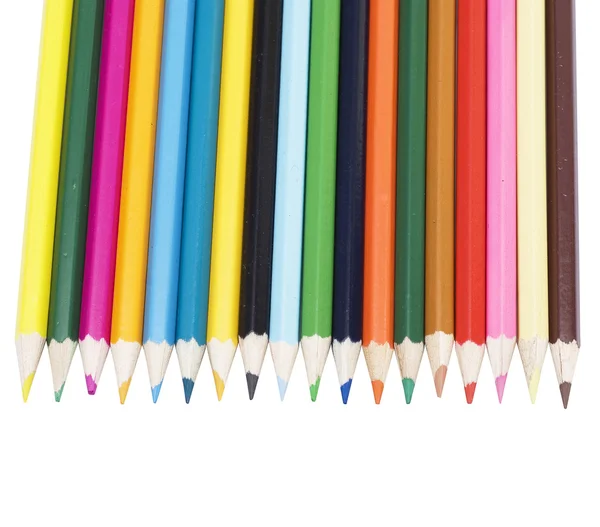 Barevné tužky nad bílá — Stock fotografie