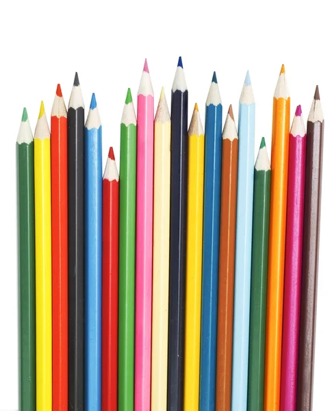 Beyaz üzerine renkli kalemler — Stok fotoğraf