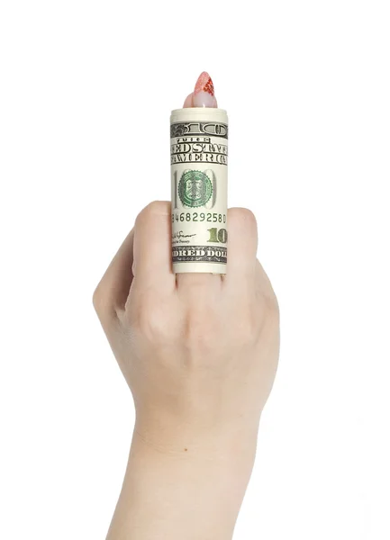 Dollar auf finger — Stockfoto