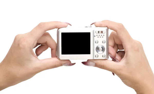 Kameran i en händer — Stockfoto
