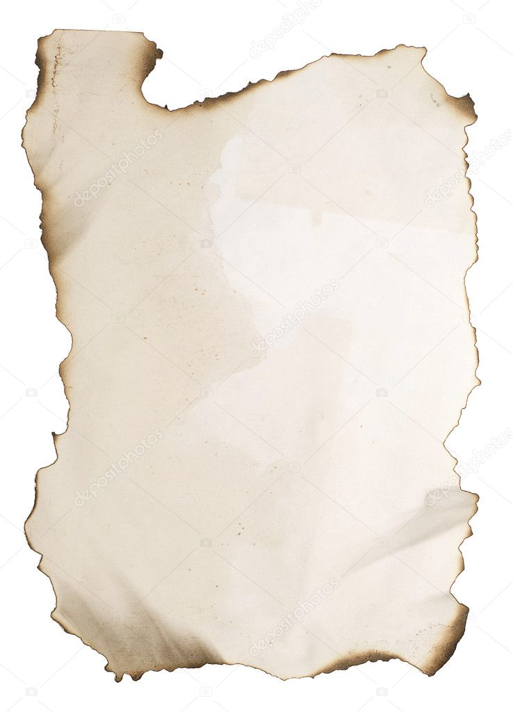 Burnt paper on white