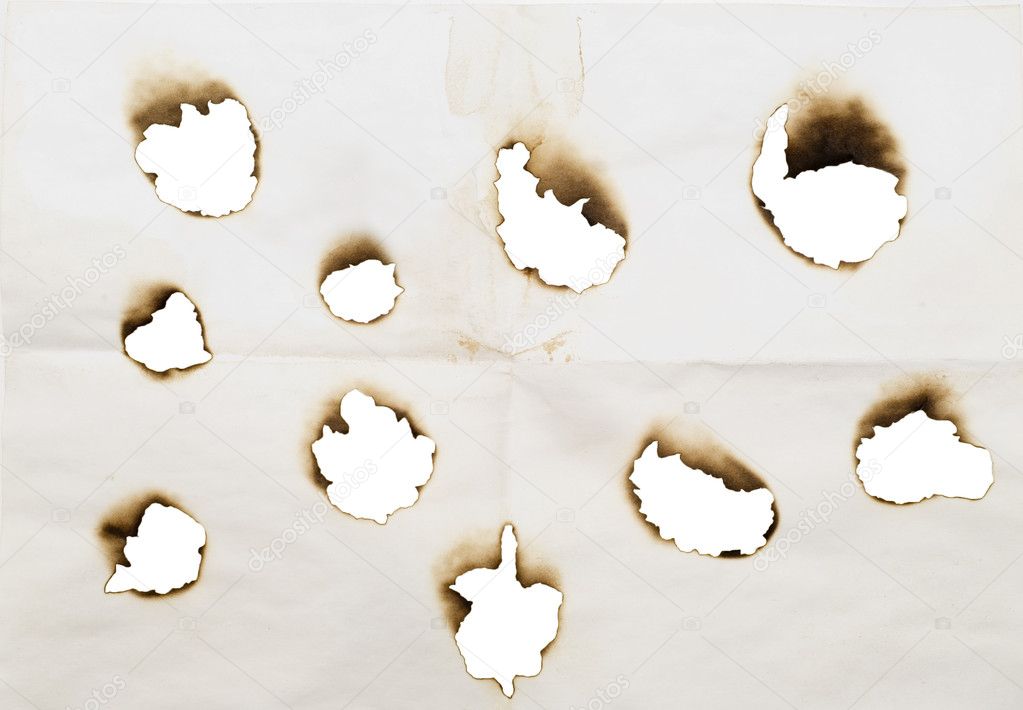 Burnt holes in a paper