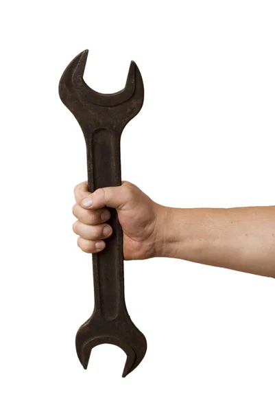 Skiftnyckel i handen — Stockfoto