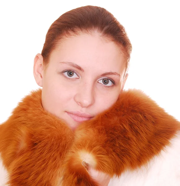 毛皮のコートの女性 — ストック写真