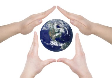 Hands and planet clipart