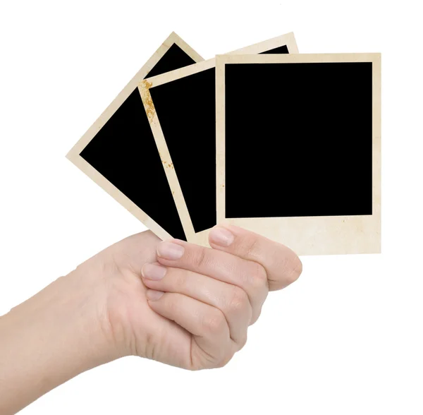 Three photo frames in a hand — Stock Photo, Image