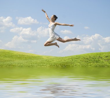 Jumping woman clipart