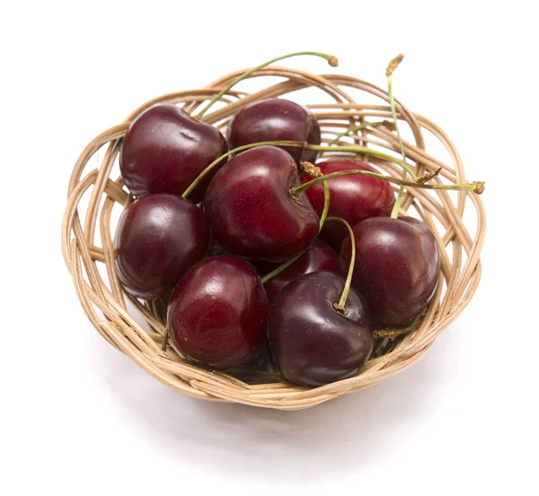Cherries in basket — Stock Photo, Image