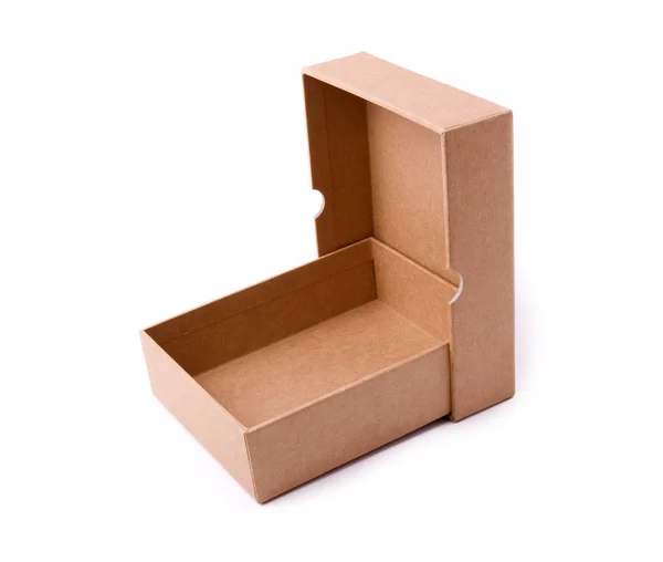 Papírová krabice na bílém pozadí — Stock fotografie