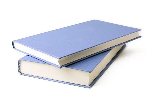 Livres bleus sur fond blanc — Photo