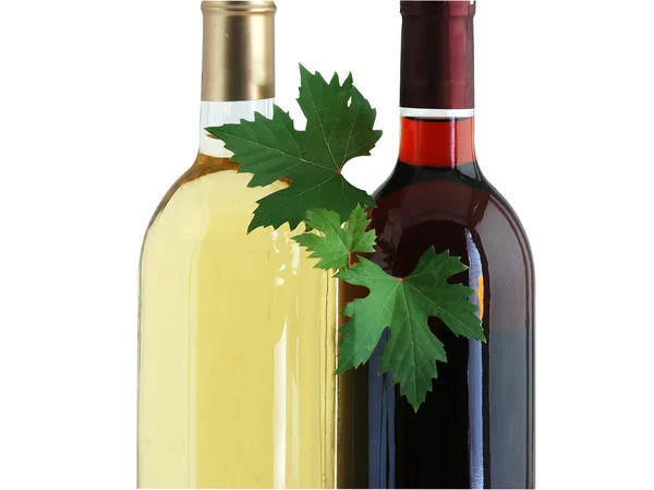 Flaskor rött och vitt vin — Stockfoto