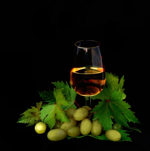 葡萄与葡萄酒的酒杯 — 图库照片