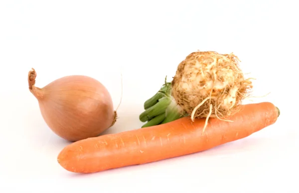 Aipo, cebola e cenoura — Fotografia de Stock