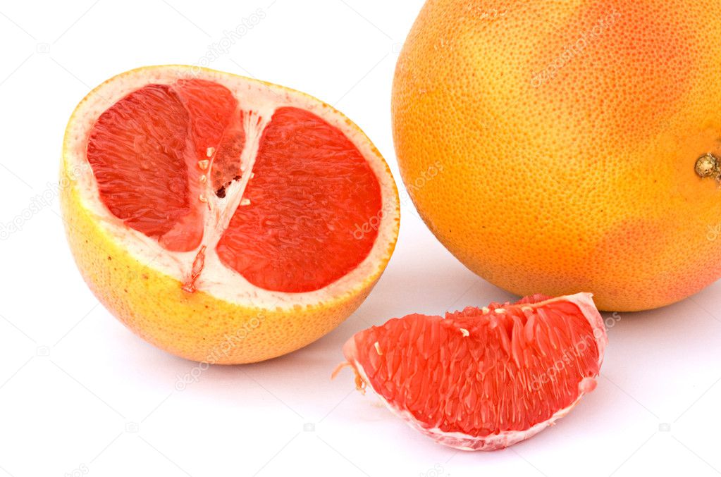 Close up of sections of grapefruit