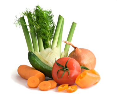 Vegetables isolated on white background clipart
