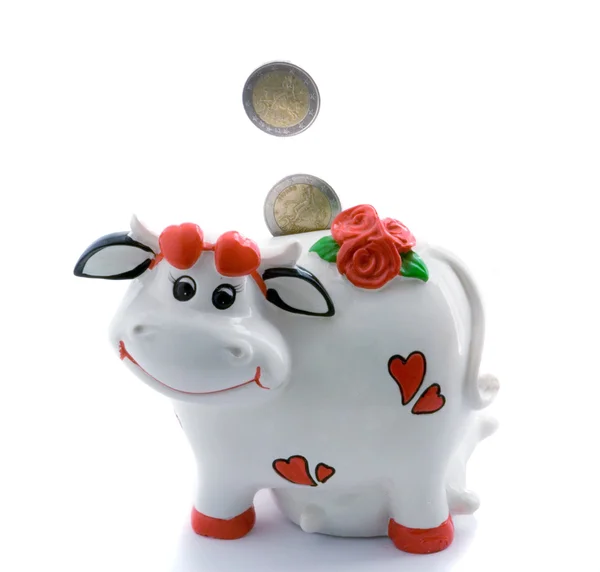 Een koe de bank geld — Stockfoto