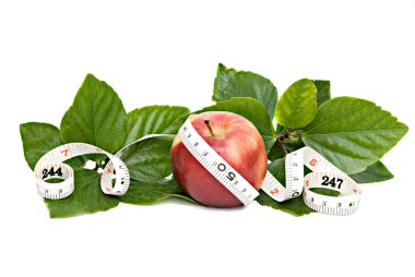 An apple with measuring tape clipart