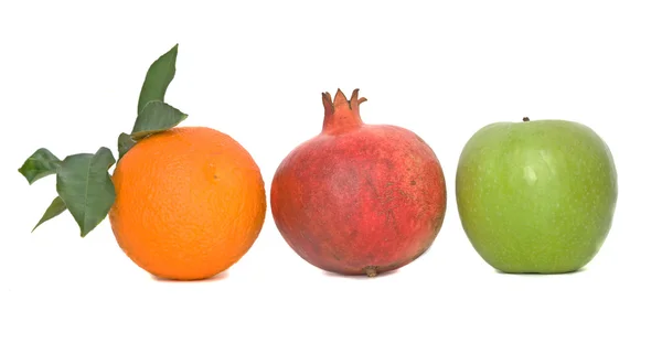 Granatapfel, Orange und Apfel — Stockfoto