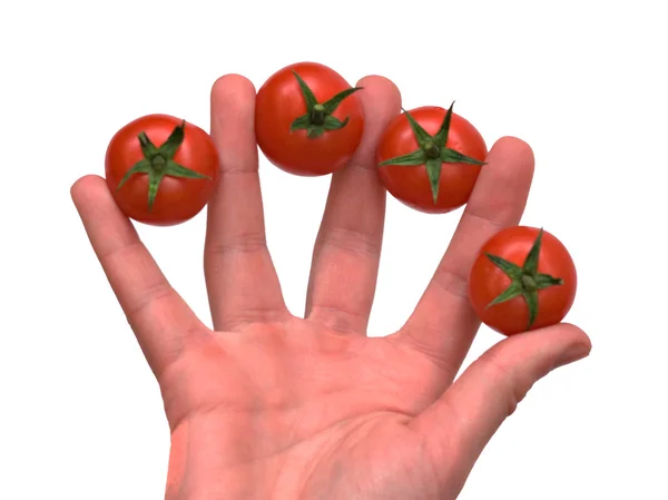 Hand mit Kirschtomaten — Stockfoto
