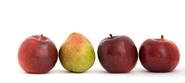 Three apples and pear — Stock Photo, Image