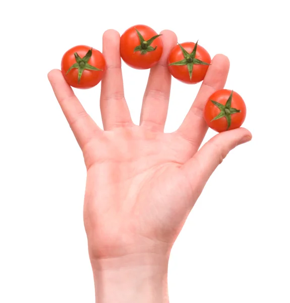Mano con tomates cherry —  Fotos de Stock