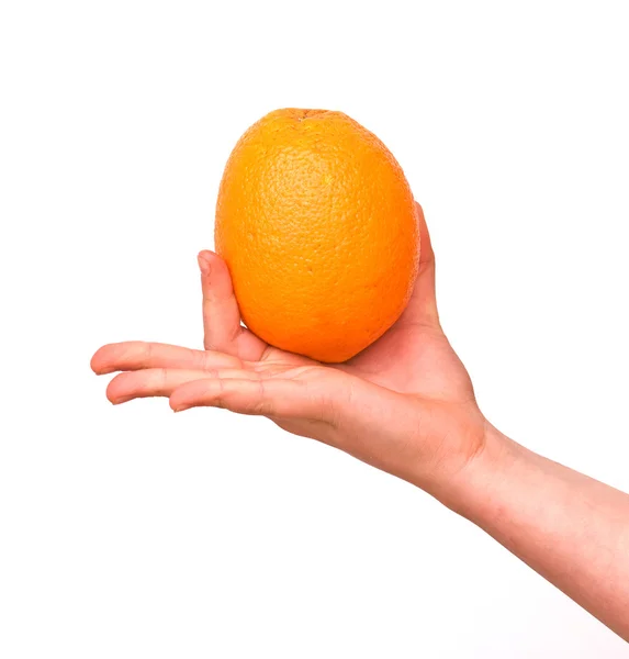 Hand met een oranje — Stockfoto