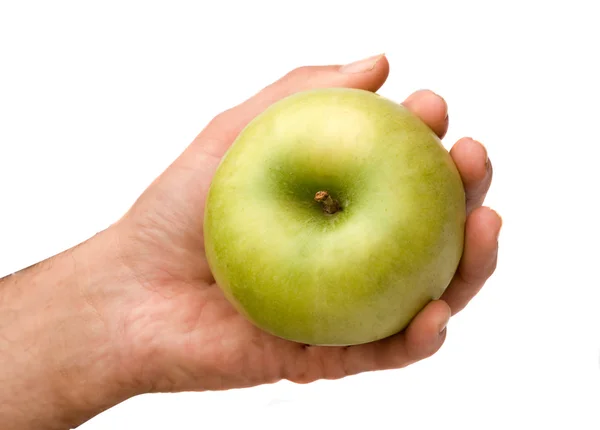 Ręka z zielonym jabłkiem — Zdjęcie stockowe