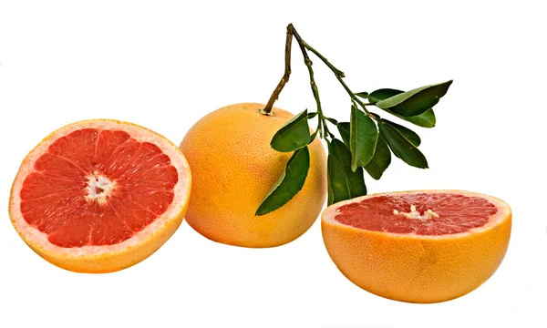 Крупный план грейпфрута и его участков — стоковое фото