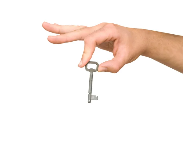 Κοντινό πλάνο χέρι που κρατά το κλειδί — Φωτογραφία Αρχείου