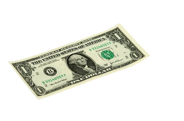 Один доллар на белом фоне — стоковое фото