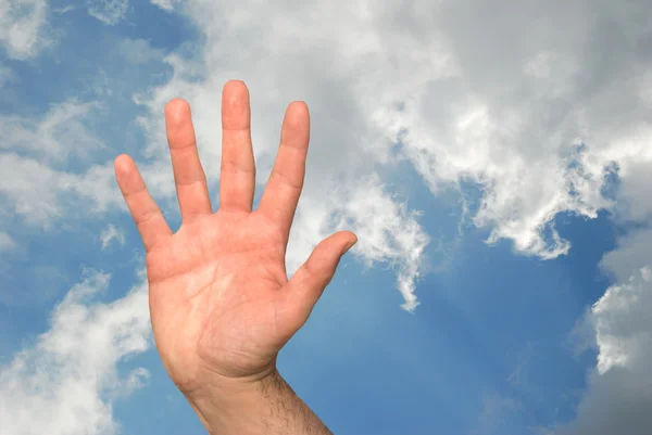 High five on sky background — Stock Photo, Image