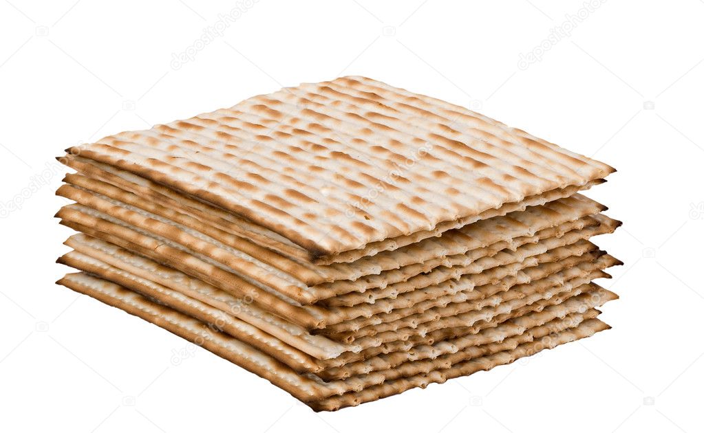 Close up of pile of matzo (matzah)