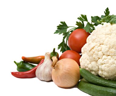 Cauliflower, tomatoes, bell peppers, clipart