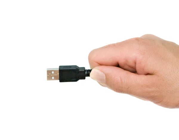 Hand with USB connector — Stock Photo, Image