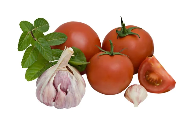 Tomaten, Gallier und Mentha — Stockfoto