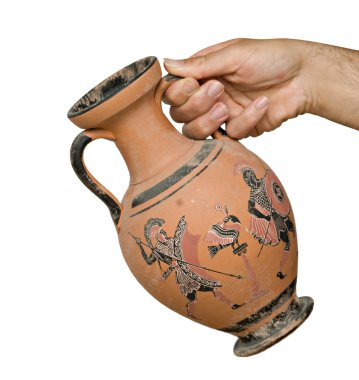 Vase with a greek historic scene clipart