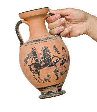 Greek vase in hand clipart