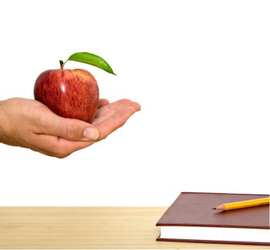 Hand with red apple clipart