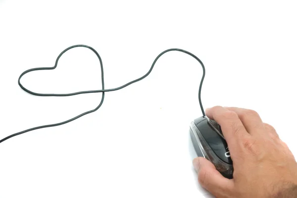 Мышь с кабельным — стоковое фото